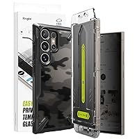 Ringke Fusion-X Case Compatible with Galaxy S24 Ultra [Camo Black] + Easy Slide Privacy Tempered Glass Compatible with Galaxy S24 Ultra [2 Pack]