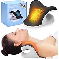 Heated Neck Stretcher with Magnetic Therapy Pillowcase, Neck and Shoulder Relaxer Chiropractic Pillows, Cervical Traction Device for Relieve TMJ Headache Muscle Tension Spine Alignment