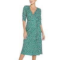 Women's Spring Summer Fashion 2024 Retro Floral Printed V Neck Long Sleeved Dress Slim Sexy Midi Cocktail Party Dresses