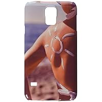 Tanning lotion in the shape of sun on woman's shoulder. cell phone cover case Samsung S5