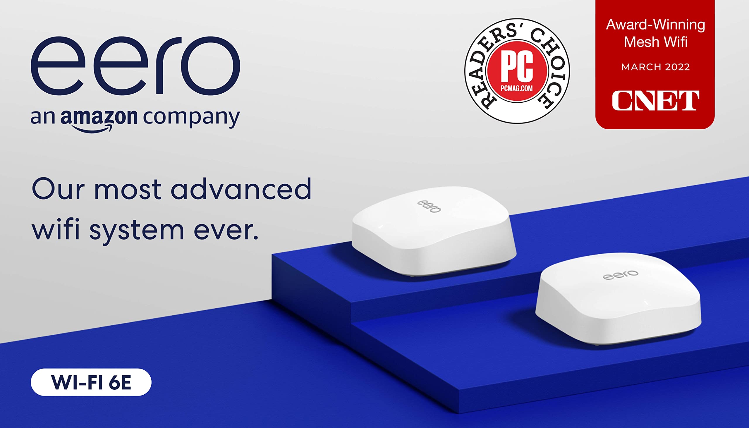 Amazon eero Pro 6E mesh Wi-Fi System | Fast and reliable gigabit + speeds | connect 100+ devices | Coverage up to 4,000 sq. ft. | 2-pack 2022 release