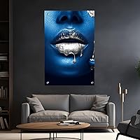 CRYPTONITE Lip Art Acrylic Home Decor | Modern Interior Design | Acrylic Wall Art I Picture Photo Printing for Wall Decor | Multiple Size and Wood Support Options (Wide 20