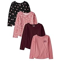 The Children's Place Girls' Long Sleeve Knit Fashion Shirt 4-Pack