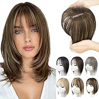 Hair Toppers for Women Adding Hair Volume Topper with Bangs 12 Inch Synthetic Invisible Clips in Hair Pieces with Thinning Hair Natural Looking Topper Hair Extension for Daily Use (P8/22#)…