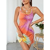 Women's Casual Dresses Tie Dye Tank Dress Charming Mystery Special Beautiful (Color : Multicolor, Size : XX-Small)