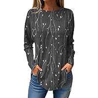 Women's Summer Tops Tee Shirts Fall Casual Long Sleeve Shirts Solid Color Top Pullover Trendy, S-3XL