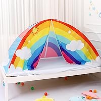 Bed Tent for Twin Kid Bed Tent Play Tent for Boy and Girl Easy Set-Up Tent Dark Planet and Dazzling Rainbow Magic Playhouse with Tote Bag
