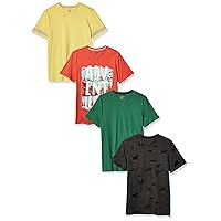 Amazon Essentials Boys and Toddlers' Short-Sleeve V-Neck T-Shirt Tops (Previously Spotted Zebra), Multipacks