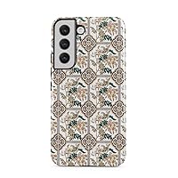 BURGA Phone Case Compatible With Samsung Galaxy S22 - Hybrid 2-Layer Hard Shell + Silicone Protective Case -Vintage Flower Pattern Woman Boho Bohemian Summer Mosaic- Scratch-Resistant Shockproof Cover