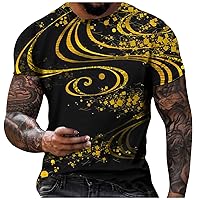 Mens Funny Print Tee Shirt Retro Graphic Shirts Crew Neck Short Sleeve T-Shirt Fitted Workout Active T Shirt Tops