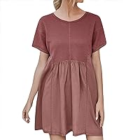 Womens Dresses, Short Flowy for Women Solid Color Patchwork Sleeved A Line Summer 2024 Dress, S, XL