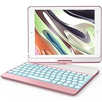 GreenLaw iPad 9.7 inch Case with Keyboard, iPad 6th 2018/ 5th 2017, 360° Rotation, 7 Color Backlit, Wireless Bluetooth, Auto Wake/Sleep, for iPad 6th/5th, iPad Pro 9.7/Air 2/Air, Rose Gold