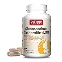 Jarrow Formulas Glucosamine + Chondroitin + MSM Capsules, Joint Support Supplement with Vitamin C and Manganese, 240 Capsules, 60 Day Supply