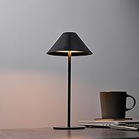 Bojim Cordless Small Table Lamp, Portable Battery Operated LED Lamp, 3 Color Stepless Dimming Touch Lamp, for Bedroom/Living Room/Patio Waterproof Black Table Lamp/Birthday Gifts