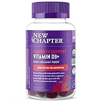 New Chapter Organic Vitamin D3+ Gummies – 72% Less Sugar§, 1,000 IU USDA Organic Vitamin D, ONE Daily Gummy for Strong Bones & Muscle Function, Non-GMO, Gluten Free, Mixed Berry Flavored, 60ct