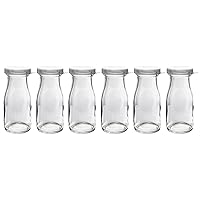 Old Fashioned Heavy Clear Glass Half Pint Milk Bottle, Decanter Cream Server with Lid (6)