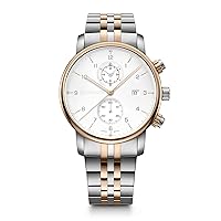 Wenger Urban Classic Chronograph Men's Swiss Made Watch with White Dial & Two Tone Stainless Steel Strap 01.1743.127, bracelet