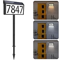 MAXvolador Solar Powered Address Sign House Numbers Waterproof, 3-Color Lighting Modes LED Illuminated Address Plaque with Stakes, Outdoor Address Number
