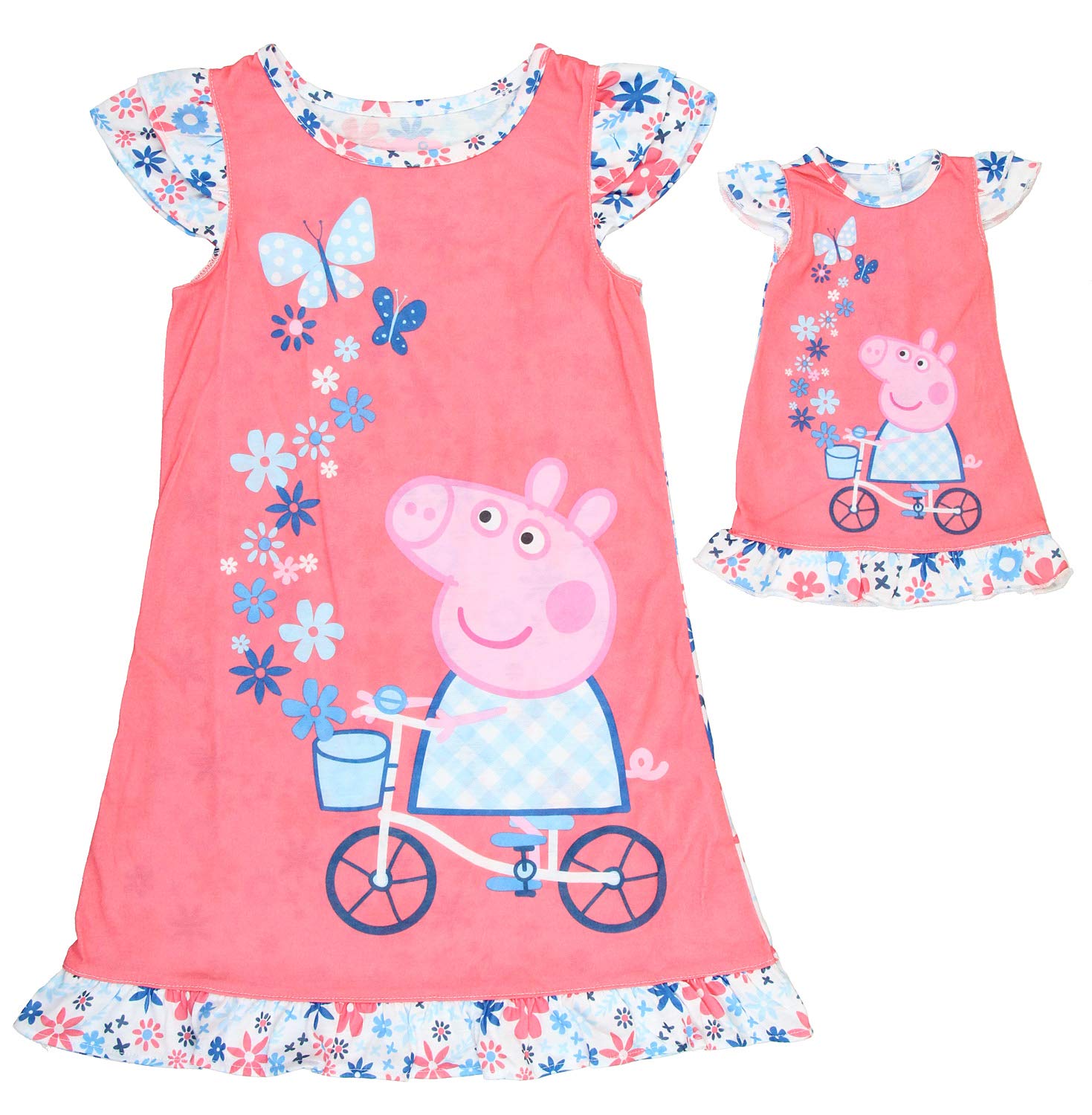 Peppa Pig Toddler Girls Spring Bicycle Nightgown with Matching Gown for 18