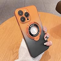 Losin Compatible with iPhone 15 Pro Max Case with Magnetic Stand [Compatible with MagSafe] Cute Gradient Color Case with Camera Lens Protector Full Protection Shockproof Cover Case, Orange/Black