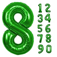 40 inch Green Number 8 Balloon, Giant Large 8 Foil Balloon for Birthdays, Anniversaries, Graduations, 8th Birthday Decorations for Kids