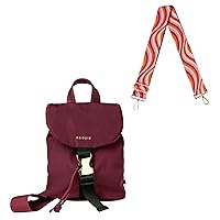KEDZIE Mali Convertible Backpack Sling Crossbody Bag with Buckle Clip (Burgundy) & Embroidered Interchangeable Bag Strap (Hollywood)