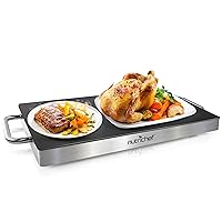 Nutrichef Electric Hot Plate Tray Dish Warmer with Black Glass Top - Ideal for Home, Buffets, Parties, Kitchens & Restaurants - Warming Tray for Food - Tortilla Warmer - Dimensions: 16.5 x 11