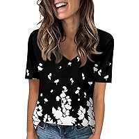 College Trending Top Lady Long Sleeve Oversized Fall Stretch Tees Print Cotton V Neck Button Comfy Tshirt Woman Pink