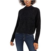 Women's Fuzzy Mockneck Sweater Black Size X-Large