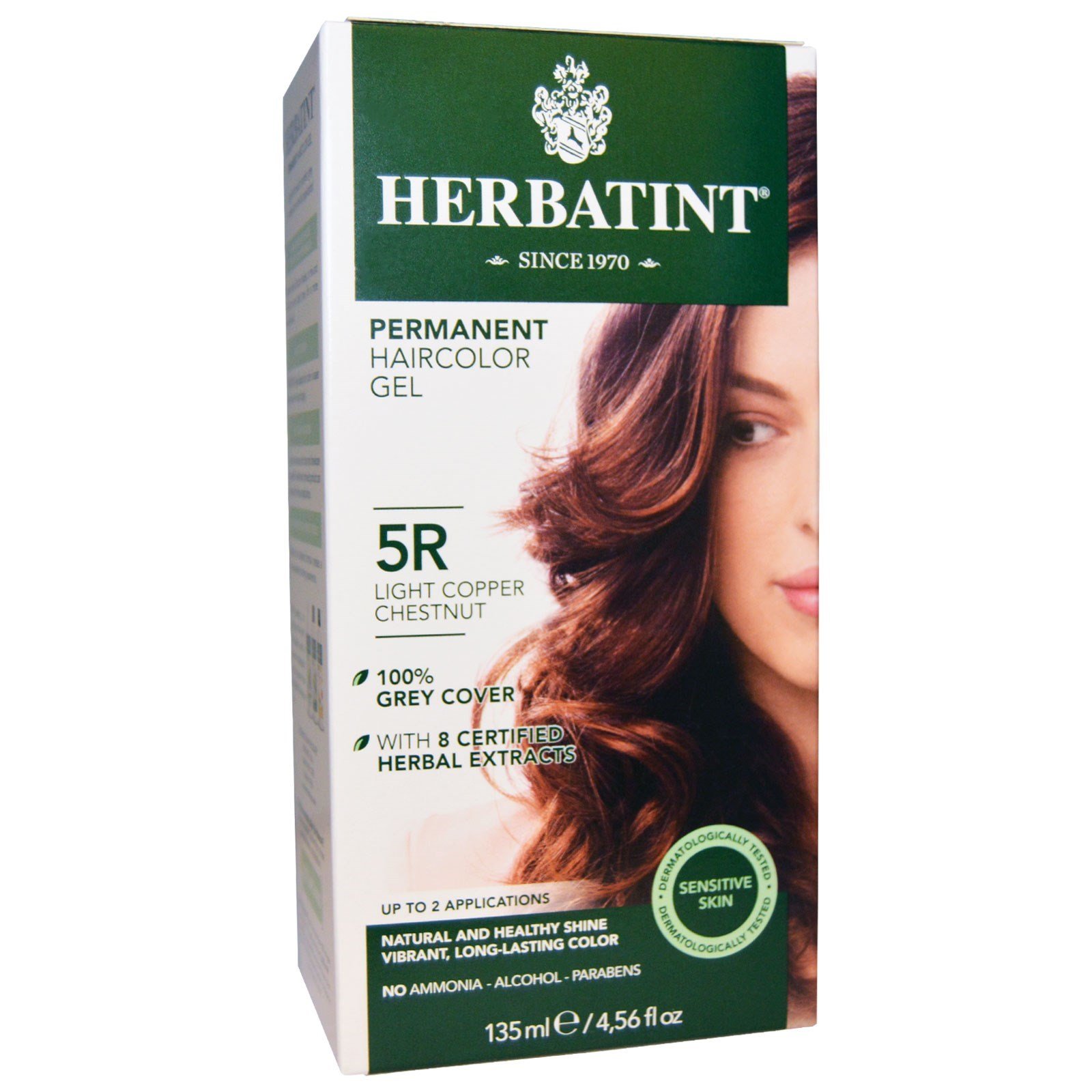 Herbatint 5R Permanent Herbal Light Copper Chestnut Haircolor Gel Kit - 3 per case.