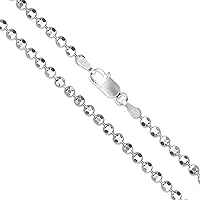 Sterling Silver Diamond-Cut Ball Bead Chain 2.2mm 925 Italy Dog Tag Necklace