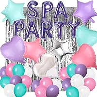 42 Pcs Spa Party Decorations Balloons Spa Theme Birthday Party Supplies Lipstick Cosmetics Balloons for Girls Spa Day Makeup Party (purple)