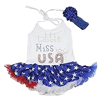 Petitebella Rhinestones Little Miss USA Crown Halter Baby Dress Nb-18m