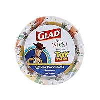 Glad for Kids Disney Pixar Toy Story 8.5” Paper Plates | Disney Pixar Paper Plates, Kids Snack Plates | Kid-Friendly Paper Plates for Everyday Use, 8.5” Paper Plates 40 Ct