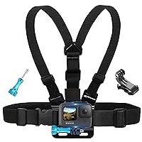 Chest Mount Chesty Harness Strap for GoPro Hero 12 11 10 9 8 7 6 5 4 Session 3 2 Max Black Silver & AKASO EK7000 Sjcam Action Camera Adjustable Vest & Body Holder Accessories Kit & Aluminum Thumbscrew