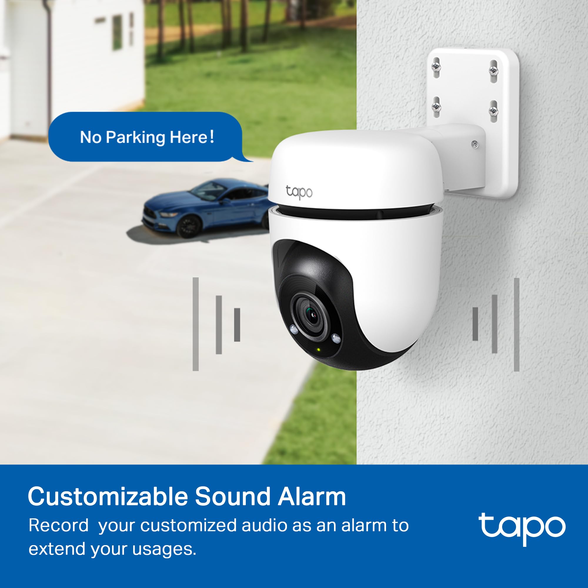 Tapo 1080P Outdoor Wired Pan/Tilt Security Wi-Fi Camera, 360° View, Motion Tracking, Works with Alexa & Google Home, Night Vision, Free AI Detection, Cloud & SD Card Storage(up to 512GB), Tapo C500