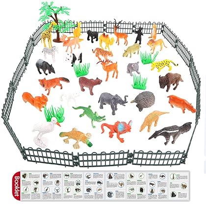 Animals Figure,54 Piece Mini Jungle Toys Set,ValeforToy Realistic Wild Vinyl Plastic Animal Learning Party Favors for Boys Girls Kids Toddlers Forest Small Playset Cupcake Topper