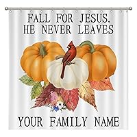 Fall for Jesus He Never Leaves Pumpkin and Birds Shower Curtain Novelty Picture Art Paintings Effect Print, 72