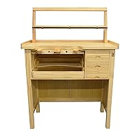 Deluxe Solid Wooden Jewelers Bench Set with Mountable Storage Shelf Organizer Tool Rack Jewelry Making Studio Kit