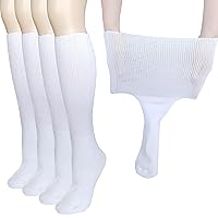 Extra Wide Socks for Lymphedema Swollen Feet Leg, Bariatric Socks, Medical Cast Sock, Diabetic Non Binding – Oversized Neuropathy Swelling Women Men Over Calves (2 Pairs(White)), One Size