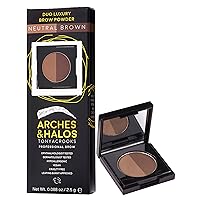 Arches & Halos Duo Luxury Brow Powder - Two-for-One Versatile Compact Powder - Get Full, Defined Brows - Vegan and Cruelty Free Makeup - Neutral Brown - 0.88 oz