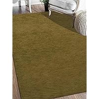 3 x 5 ft. Handmade Solid Hand Knotted Gabbeh Wool Rectangle Area Rug, Green