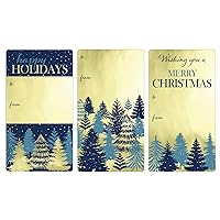 Blue and Gold Christmas Gift Tag Labels - 75 Count, Peel and Stick Gold Foil Gift Wrap Tags