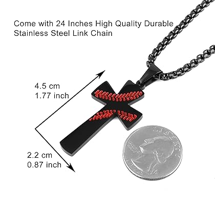 HZMAN To My Son, Baseball Cross Necklace I CAN DO ALL THINGS Bible Verse Stainless Steel Necklace Christmas Birthday Gift from Mom Dad