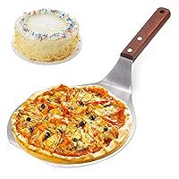 Pizza Peel 6.5 Inch Stainless Steel Pizza Paddle with Wood Handle Non-Stick Round Pizza Shovel for Baking Cake, Dough, Bread, Pastry, Pizza Peel