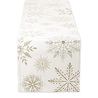DII Holiday Dining Table Linen Sparkle Metallic Kitchen Décor, Table Runner, 14x72, Snowflakes Print