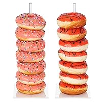 Donut Stand Bagel Stand 2 Pack, Acrylic Doughnut Holder, Clear Donut Display Stand, Bagel Tower Stand, Wall Display Stand Holder for Birthday, Wedding, Baby Shower, Christmas, Party