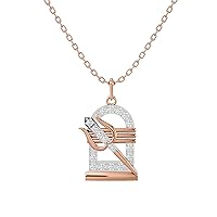 Certified 18K Gold Trishul Design Pendant in Round Natural Diamond (0.16 ct) with White/Yellow/Rose Gold Chain Religion Necklace for Women