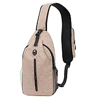 Sling-Bag Crossbody-Bag Women-Men Backpack-Daypack - Hiking Chest Travel with Water Bottle Pocket Khaki