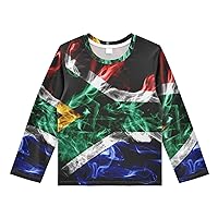 Patriot Boys' Rash Guard Shirts South African Flag Fire Swim Shirt 3-12T